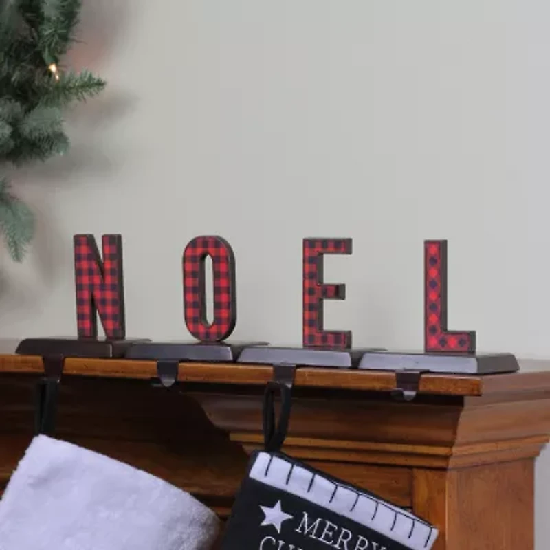 Northlight Red And Black Buffalo Plaid Innoelin 2-pc. Christmas Stocking Holder