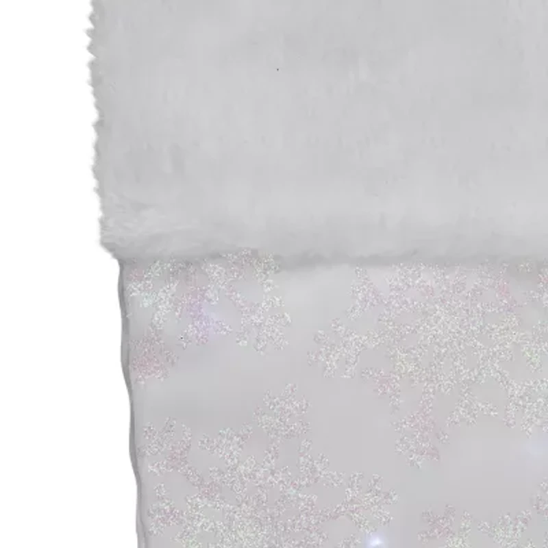Northlight 22in Led White Iridescent Glittered Snowflake Christmas Stocking
