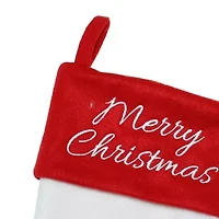 Northlight 15.5in White And Red Merry  With Cuff Christmas Stocking