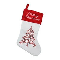 Northlight 15.5in White And Red Merry  With Cuff Christmas Stocking