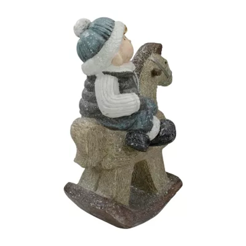 18'' Boy on Rocking Horse Christmas Tabletop Figure