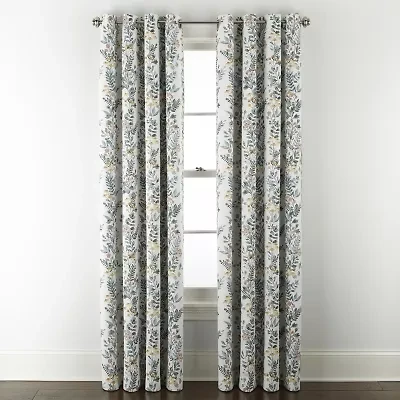 Linden Street Bayshore Print Grommet Top Energy Saving 100% Blackout Single Curtain Panel