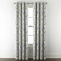 Linden Street Bayshore Print Grommet Top Energy Saving 100% Blackout Single Curtain Panel