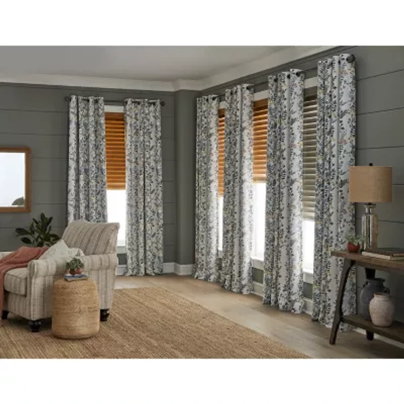 Linden Street Bayshore Print Grommet Top Energy Saving 100% Blackout Single Curtain Panel
