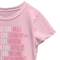 Disney Little & Big Kid Girls Crew Neck Short Sleeve Regular Fit Princess Graphic T-Shirt