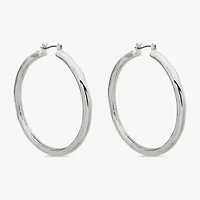 Worthington Silver Tone Womens 53.3mm Hoop Earrings