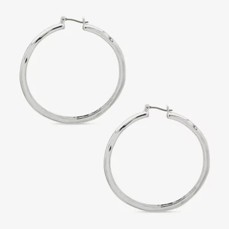 Worthington Silver Tone Womens 53.3mm Hoop Earrings