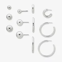 Worthington Silver Tone Womens 6 Pair Earring Set