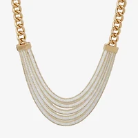 Worthington Gold Tone & White Womens 16 Inch Collar Necklace