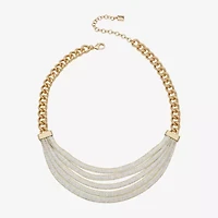 Worthington Gold Tone & White Womens 16 Inch Collar Necklace