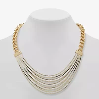 Worthington Gold Tone & White Womens 16 Inch Collar Necklace