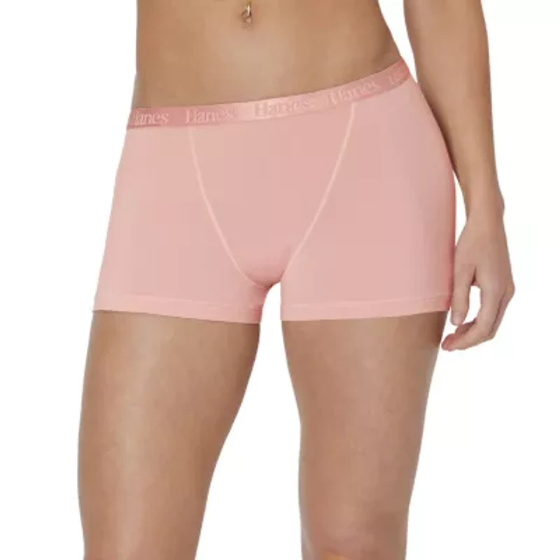 Hanes Originals Supersoft Womens 3 Pack Multi-Pack Boyshort Panty 46ushb