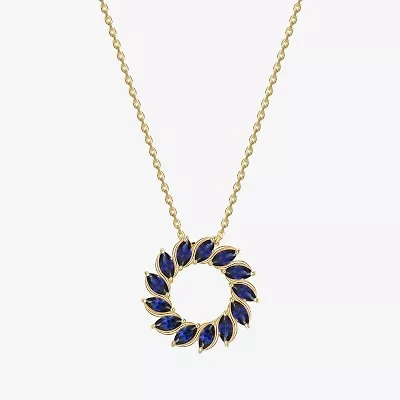 Womens Gemstone 18K Gold Over Silver Circle Pendant Necklace