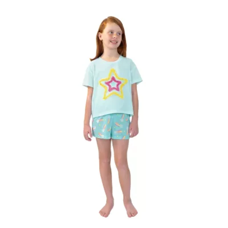 Dots & Dreams Little Big Kid Girls Round Neck Short Sleeve 2-pc. Pajama Sets