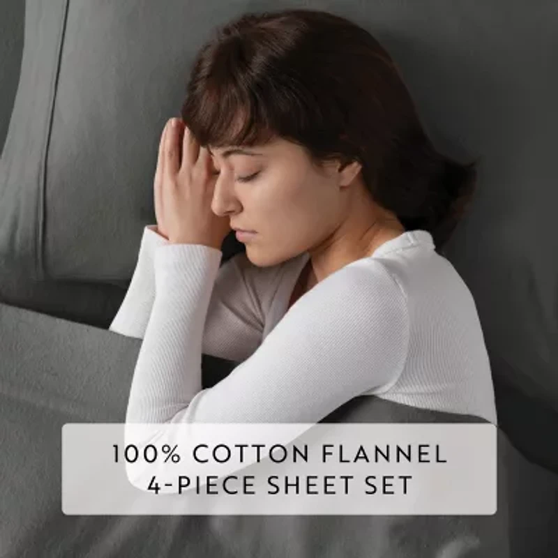 Casual Comfort Solid and Print Flannel Sheet Set