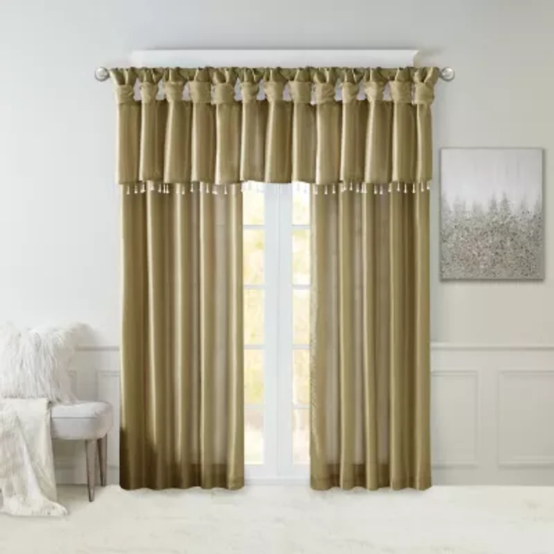 Madison Park Natalie 50"W X 26"L Lightweight Twisted Tab Top Tailored Valance