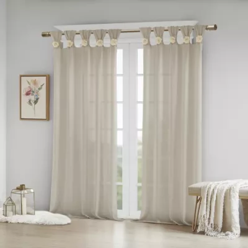 Madison Park Florah Tab Top Sheer Single Curtain Panel