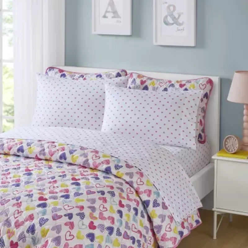INK+IVY Kids Girl Pink Heart Sheet Set