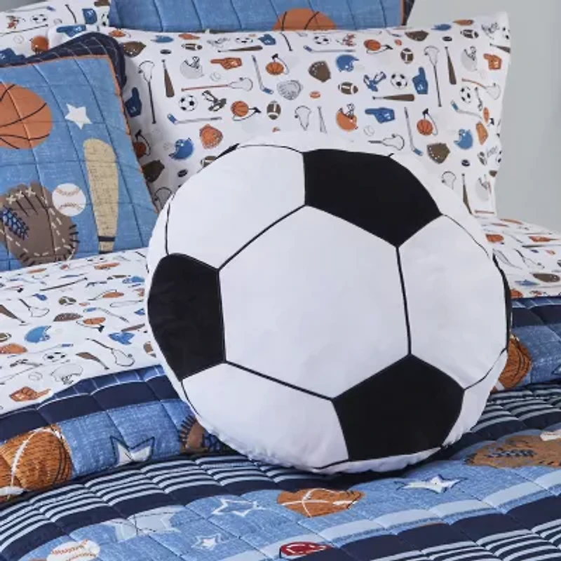 INK+IVY Kids Soccer Ball Round Throw Pillow