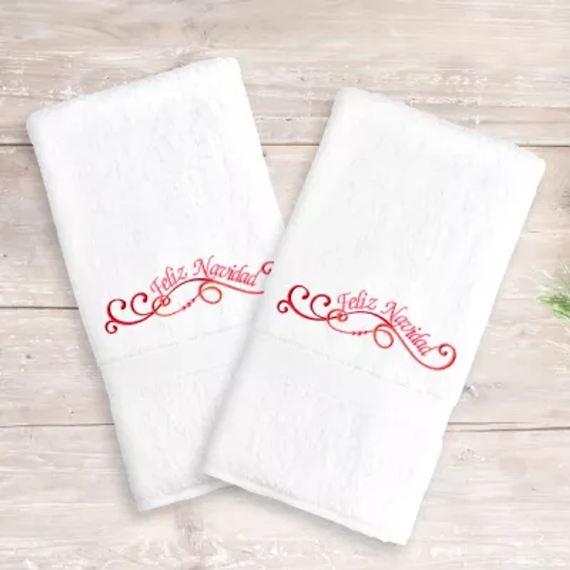 Linum Home Textiles Feliz Navidad Swirls 2-pc. Hand Towel