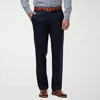 Haggar Premium No Iron Khaki Mens Comfort Waistband Straight Fit Flat Front Pant