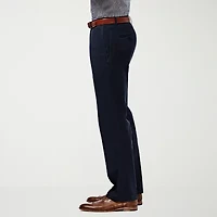 Haggar Premium No Iron Khaki Mens Comfort Waistband Straight Fit Flat Front Pant