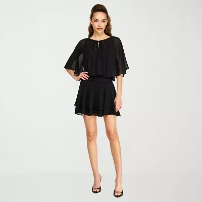 belle vie Womens Short Sleeve Blouson Dress