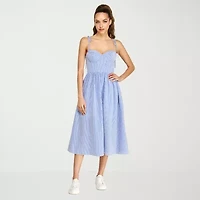 belle vie Womens Sleeveless Striped Midi Corset Dress