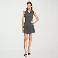 belle vie Womens Sleeveless Shirt Dress