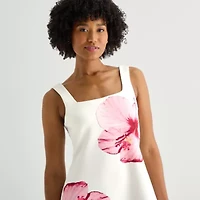 Radiante Couture Womens Juniors Sleeveless Floral A-Line Dress