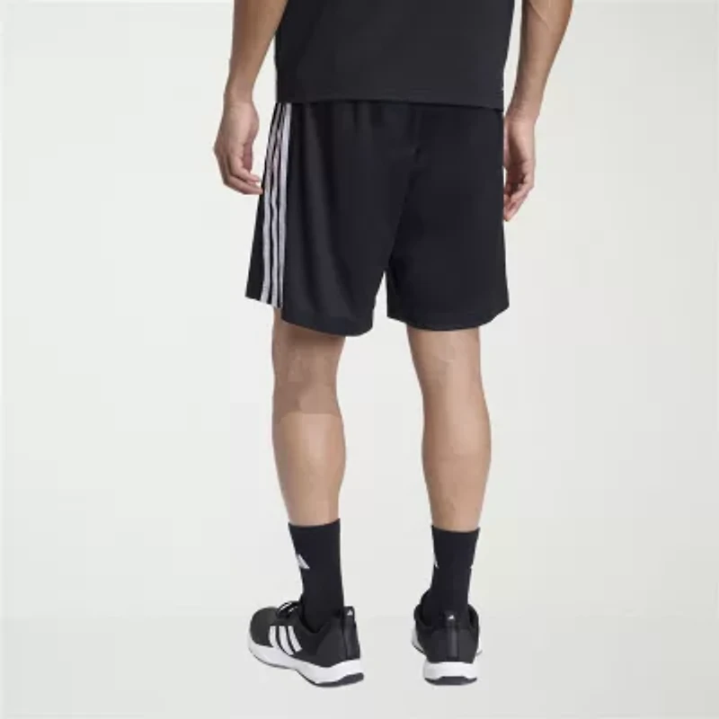 adidas Essential 3 Stripe Mens 9" Big and Tall Workout Shorts