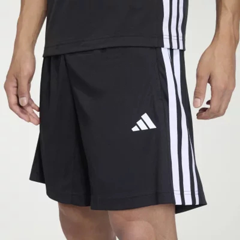 adidas Essential 3 Stripe Mens 9" Big and Tall Workout Shorts