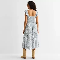 Arizona Womens Juniors Midi Peasant Dress