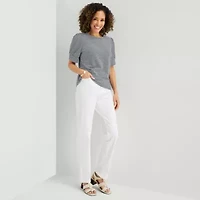 Liz Claiborne Textured Womens Crew Neck Short Sleeve Blouse