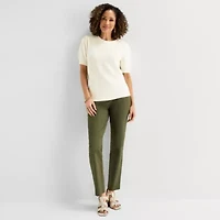 Liz Claiborne Womens Crew Neck Short Sleeve Pullover Sweater