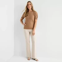 Liz Claiborne Womens Crew Neck Short Sleeve Pullover Sweater