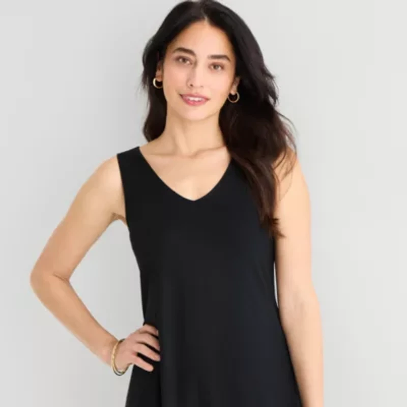 St. John's Bay Womens Sleeveless Floral A-Line Dress