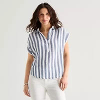 St. John's Bay Womens Short Sleeve Blouse