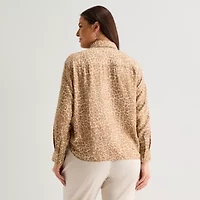 Liz Claiborne Womens Plus Long Sleeve Blouse