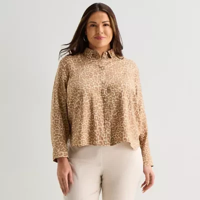 Liz Claiborne Womens Plus Long Sleeve Blouse