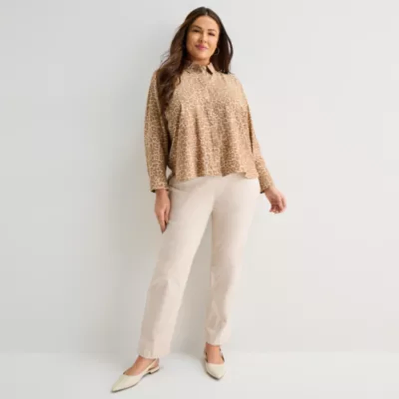 Liz Claiborne Womens Plus Long Sleeve Blouse