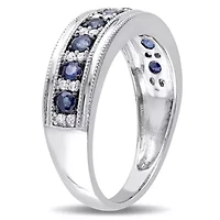 Womens 2.5MM 1/10 CT. T.W. Genuine Blue Sapphire 10K White Gold Band