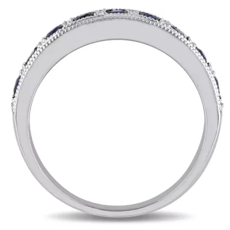 Womens 2.5MM 1/10 CT. T.W. Genuine Blue Sapphire 10K White Gold Band