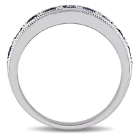 Womens 2.5MM 1/10 CT. T.W. Genuine Blue Sapphire 10K White Gold Band