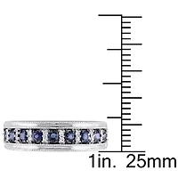 Womens 2.5MM 1/10 CT. T.W. Genuine Blue Sapphire 10K White Gold Band