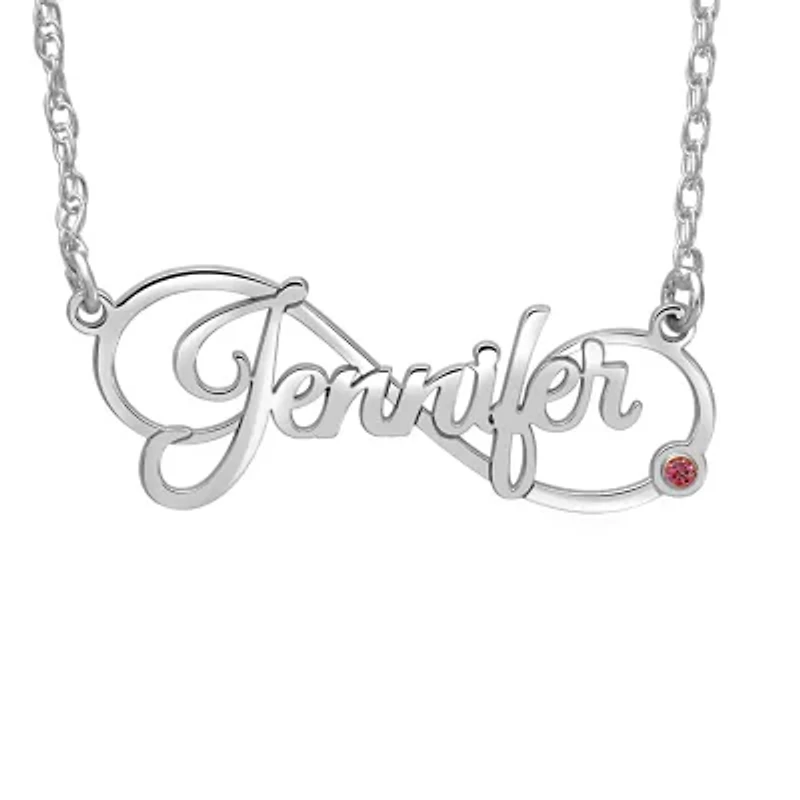 Personalized Womens Simulated Sterling Silver 18 Inch Pendant Necklace