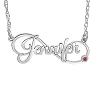 Personalized Womens Simulated Sterling Silver 18 Inch Pendant Necklace