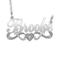 Womens Diamond Accent Natural White 10K Gold 18 Inch Name Necklace