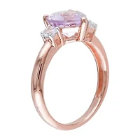 Rose De France Womens Genuine Pink Amethyst 18K Gold Over Silver Heart Cocktail Ring