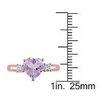Rose De France Womens Genuine Pink Amethyst 18K Gold Over Silver Heart Cocktail Ring